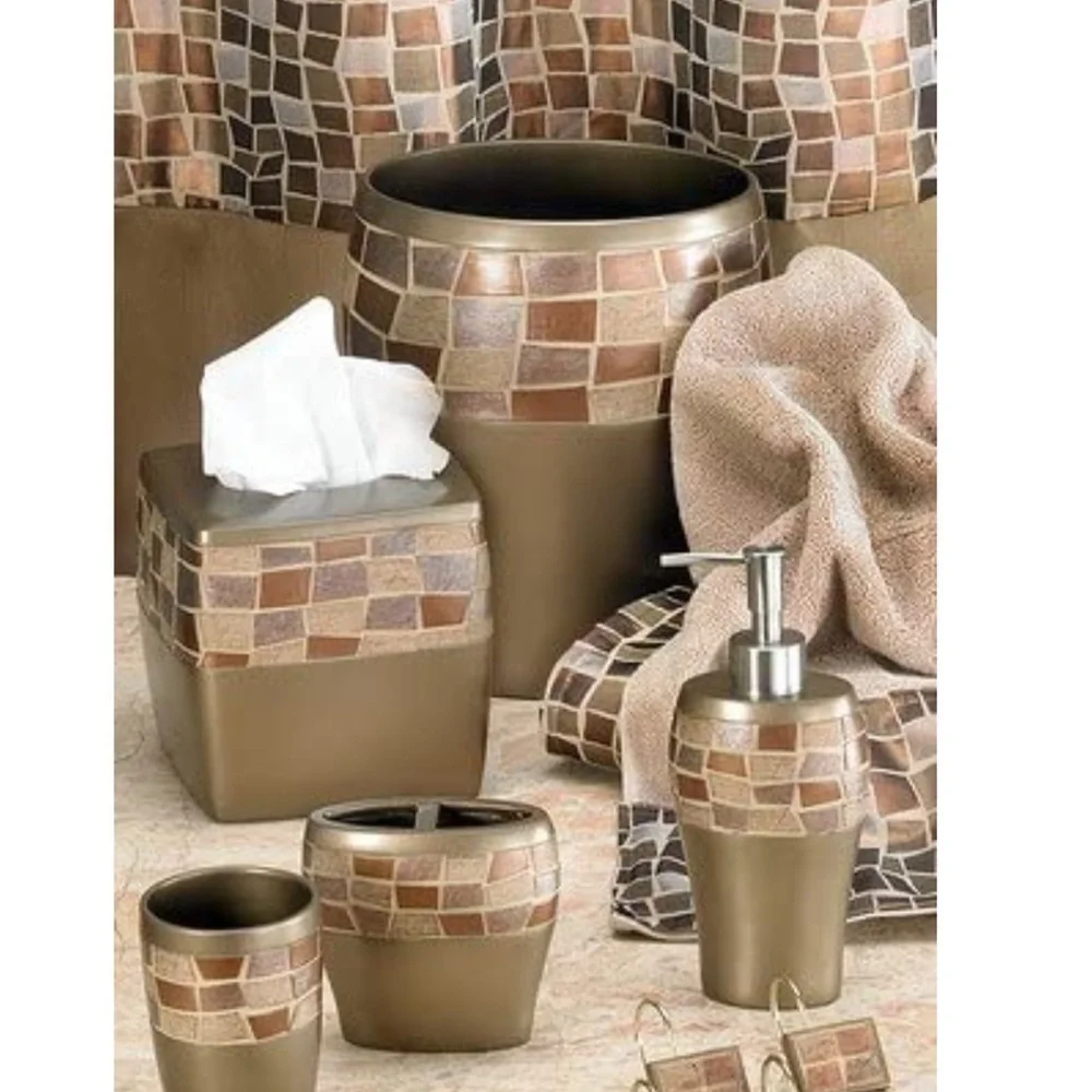 Mosaic Stone Bronze Toothbrush Holder